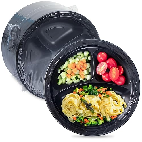 EKOSAVOR Plastic Plates BPA Free 9" 150 Pack - Shrink Wrapped Mineral Filled PP | Microwave Safe