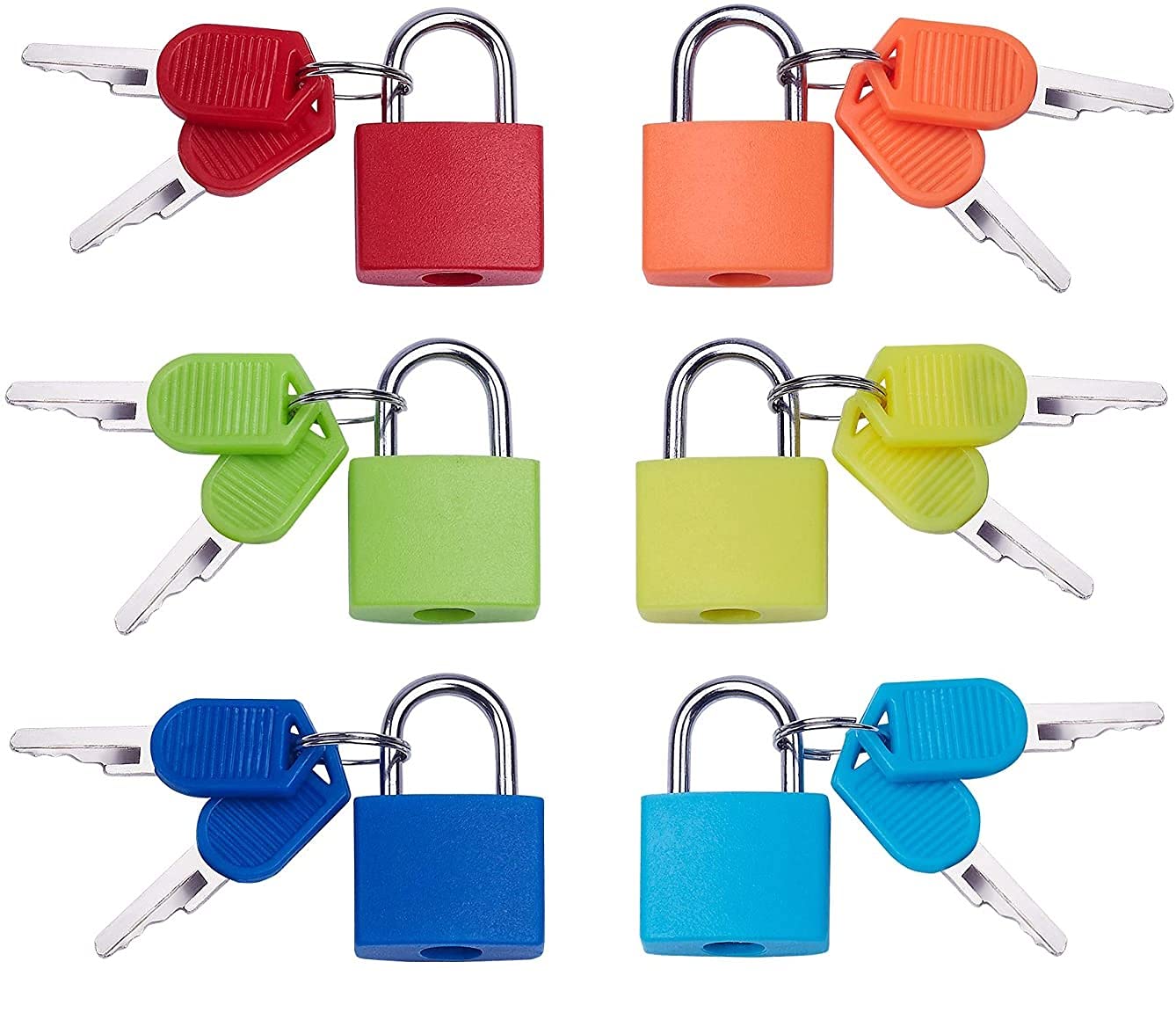 LATRAT 6 Piece Mini Luggage Locks, Multi-Coloured Suitcase Padlock with 2 Keys for Luggage Suitcase Small Padlock Key, for Travel, School, Laptop Bag (Random Colour)