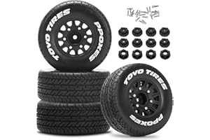 DAITOKU 12mm/14mm/17mm Hex RC Wheels and Tires RC Truck Tires 1/10 Scale Tyres Detachable Replacement RC Car Tires RC Car Wheels for Arrma Senton Tires Slash Tires Axial Redcat Rc4wd Hex Fury (Black B)