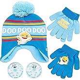 Nickelodeon Boy's Baby Shark Winter Hat and 2 Pairs of Mittens Set (Toddler/Little Boys), Size Age 2-7, Blue Glove with Handwarmers