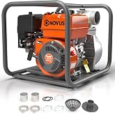NOVUS 2-inch Semi Trash Pump, 212cc 4 Cycle Engine, 141 GPM 100ft Lift 23ft Suction, Gas Powered Water Pump for Pond Pool Draining Gardening Irrigation,EPA Certified