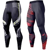 OEBLD Compression Pants Men UV Blocking Running Tights 1 or 2 Pack Gym Yoga Leggings for Athletic Workout