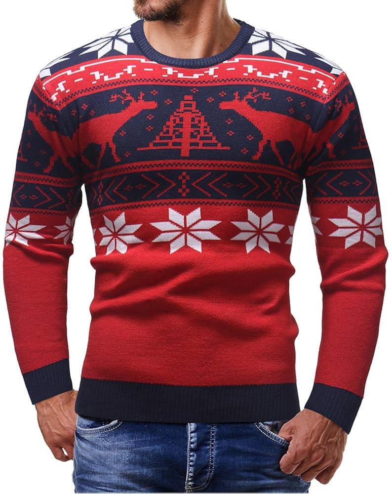 Longra Weihnachten Pullover Herren Christmas Pullover Bluse Tops