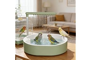 Parrot Bath, Automatic Parakeet Bird Bath with Pump, Indoor Bird Shower Fountain Bathtub for Pet Birds Parakeets Cockatiel Lo