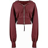Arssm Cropped Hoodie Women Zip Up Long Sleeve Sweatshirts Casual Fashion Hooded Workout Jacket Crop Top