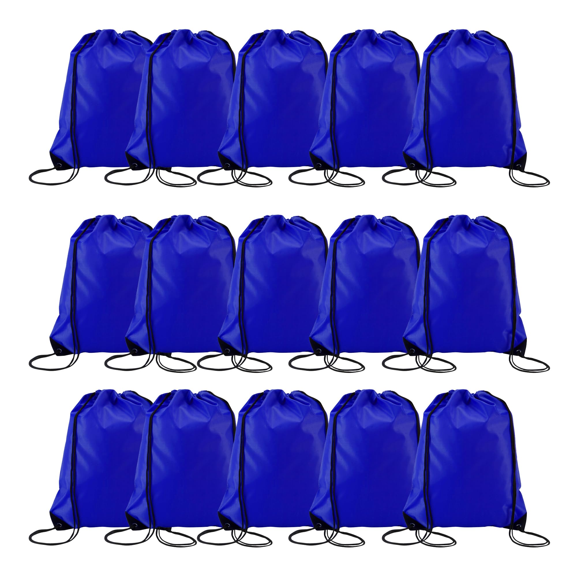 Playcrate 15 Blue Drawstring Bags Backpack - Party Gift Bags & Sports String Bag for Gym, School, Travel Storage Organization (Blue) — image 1
