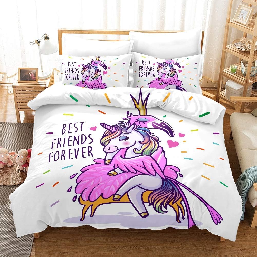 Ksainiy 3D Printing Unicorn/My Little Pony: Friendship is Magic, Cartoon Anime Pattern, Comfortable Polyester Fabric, Children's Bedroom Bedding (Size : US Queen (228×228))