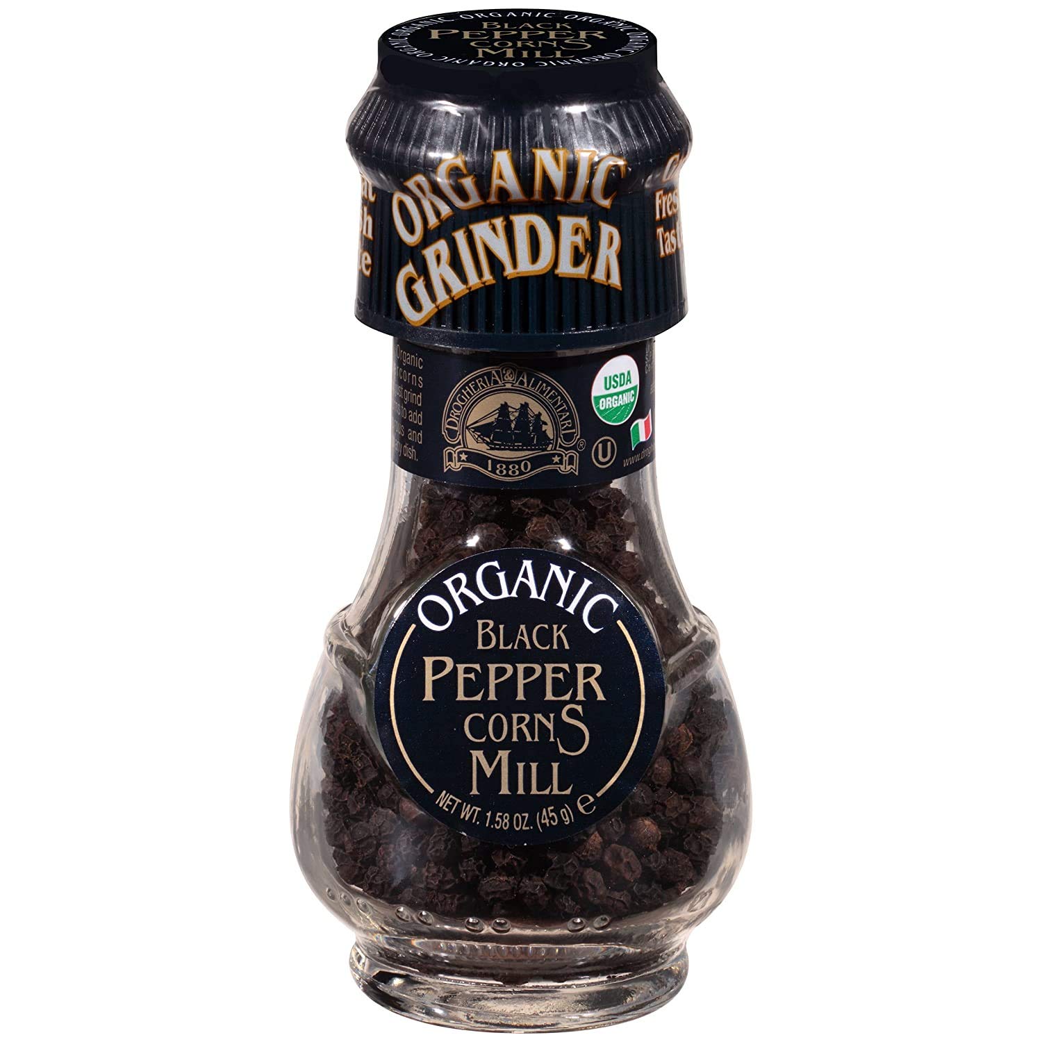Drogheria & Alimentari All Natural Spice Grinder Black Peppercorns, 1.6 oz, 2 pk