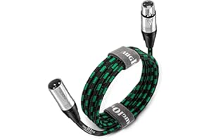 Augioth XLR to XLR Pro Mic Cable Male to Female XLR Cable 3-pin Green Balanced Shielded Microphone Cable for Amplifier Mixer,Speaker Systems,Recording Studio,10Ft