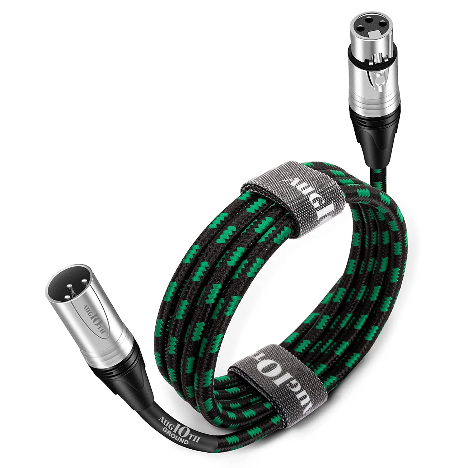 Augioth XLR to XLR Pro Mic Cable Male to Female XLR Cable 3-pin Green Balanced Shielded Microphone Cable for Amplifier Mixer,Speaker Systems,Recording Studio,6 meter — image 1