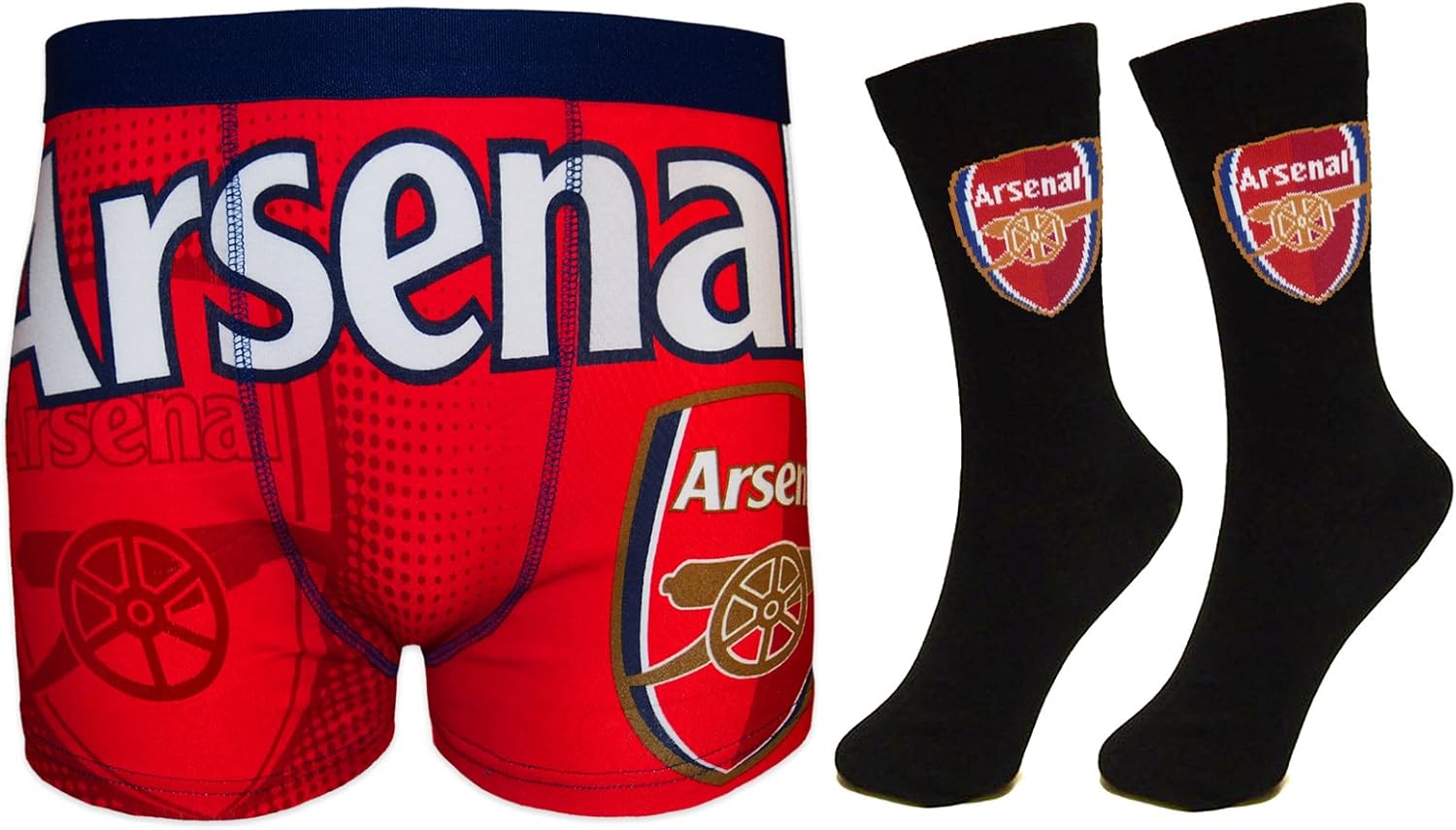 Arsenal FC Official Football Gift Mens Crest Socks & Boxer Shorts Red