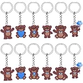 Kawailay 12 Pcs Bear Keychains Cute Bear Keyring Bear Themed Party Supplies for Baby Shower Birthday Party