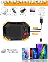 Beizkna 30W LED Work Light Rechargeable Battery Powered Floodlight 2000LM USB view 3