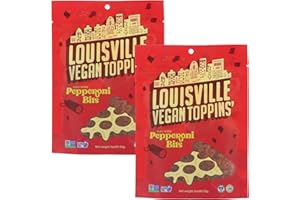 Louisville Vegan Jerky - Toppins' Pepperoni Bits, Vegetarian & Vegan-Friendly Jerky, 6 Grams of Protein (3 oz, 2-Pack)