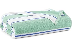 Aston & Arden Oversized Beach Towel - 100% Ring Spun Cotton, 600 GSM Soft Quick Dry Bath Towels Perfect for Hotel Pool and Bathroom Tub, 35 x 70, Green/Blue
