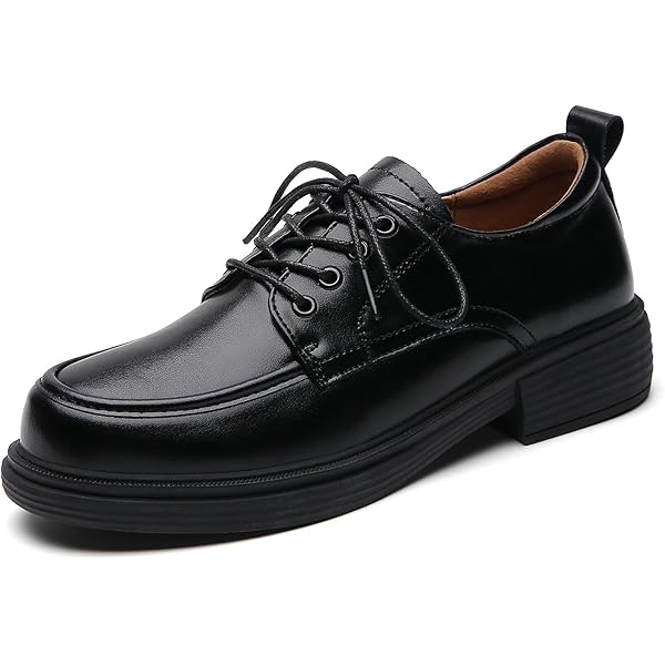 Amazon.com | QJN Platform Oxfords for Women Wingtip Black Chunky