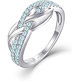 JO WISDOM Women Celtic Knot Rings,Criss-Cross X Shape Promise Rings for Women with Cubic Zirconia,925 Sterling Silver Rings