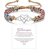 GlameVibe To My Granddaughter/Daughter/Mom Gift From Grandma -Infinity Heart Bracelet For Women, Natural Emperor Stone Double Layer Purple Beaded Woven Wrap Bracelets Adjustable Mind Peace Jewelry