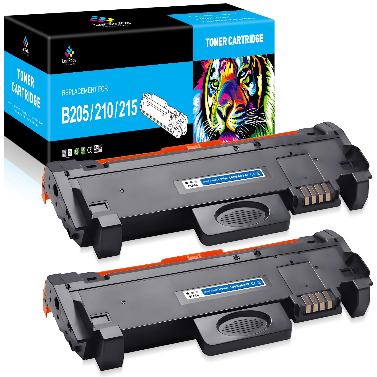 LeciRoba B205 B210 B215 (3000 pages) Replacement for Xerox 106R04347 106R04346 Toner Cartridge , Use with Xerox B205 B205MFP B205NI B210 B210DNI B215 B215MFP B215DNI ( 2-Black )