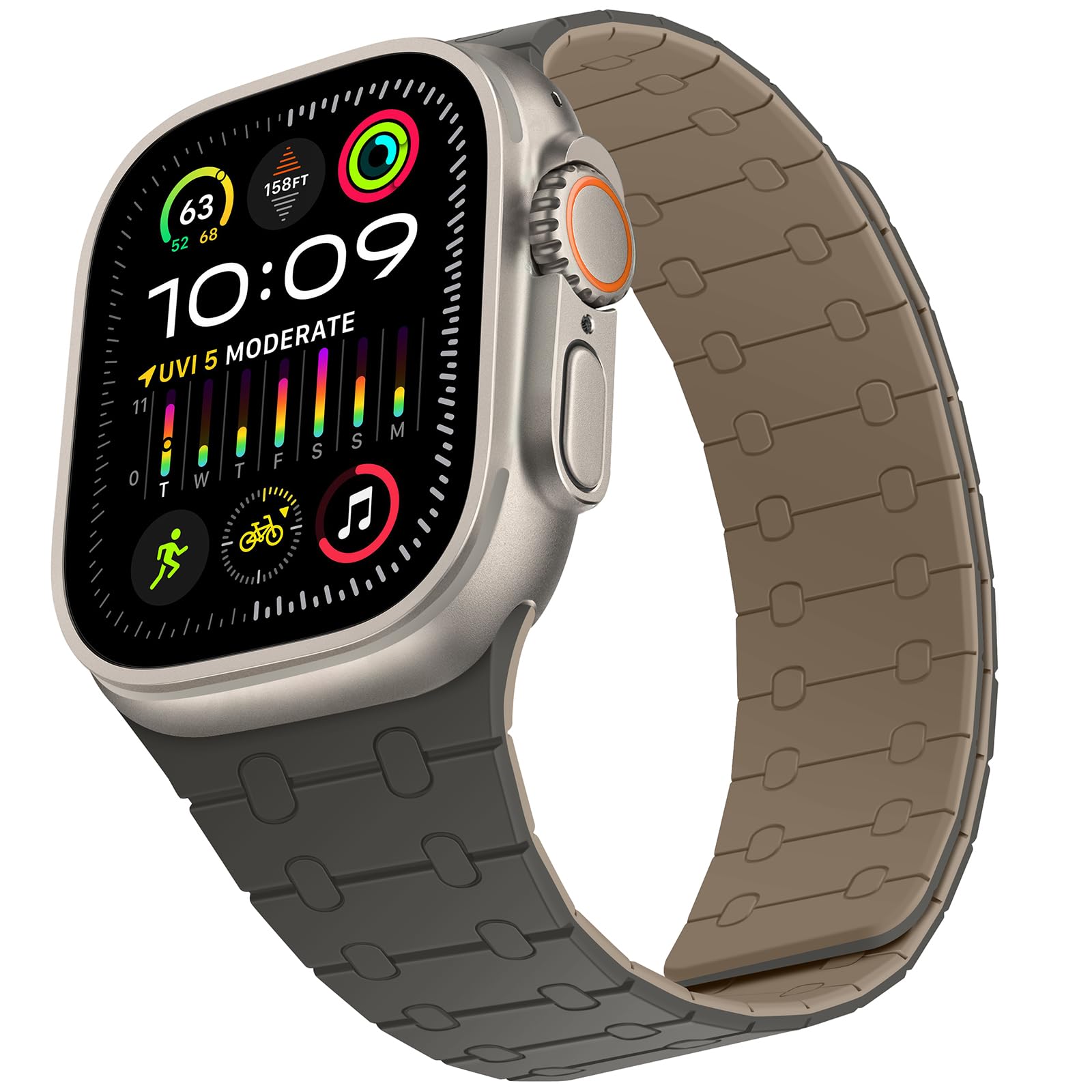 ZZDZZ Compatible with Apple Watch Straps 49mm 46mm 45mm 44mm 42mm 41mm 40mm 38mm, Silicone Magnetic Adjustable Loop Strap for iWatch Ultra3/2/1 Series 11 10 9 SE3 8-1 (49/46/45/44/42, Gray Coffee)