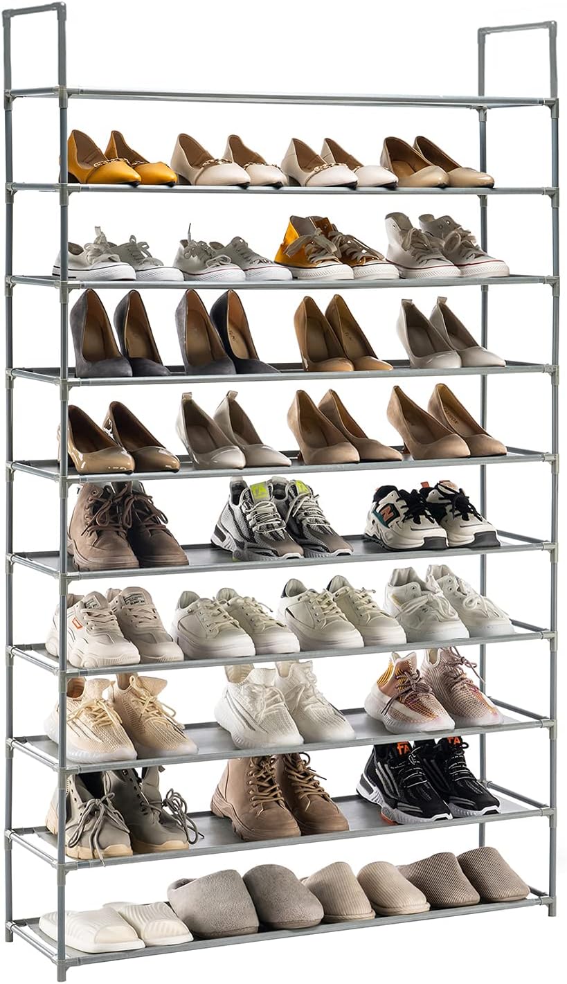 closetmaid 10 pair stackable shoe rack on Amazon Com Youdenova 10 Tiers Shoe Rack 50 Pairs Shoe Rack Organizer Non Woven Fabric Shoe Shelf Shoe Tower Storage Cabinet Grey Home Improvement