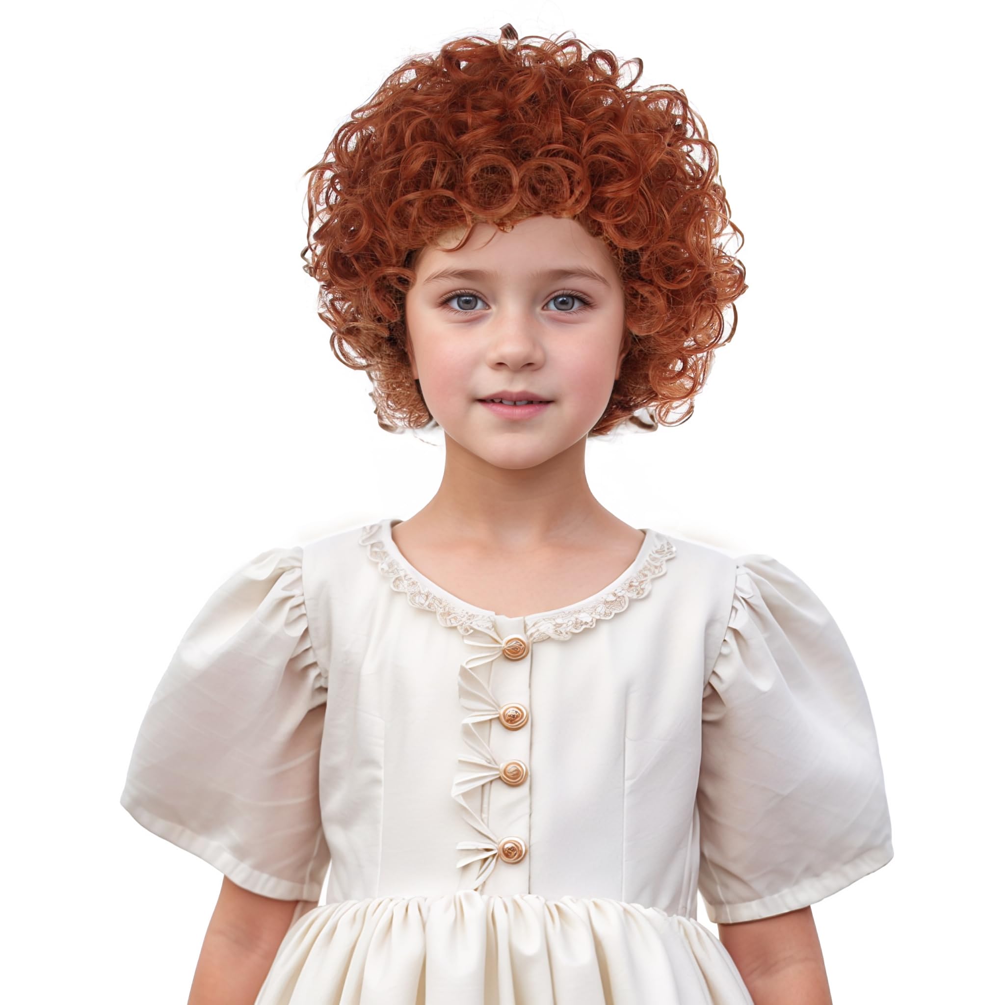 Photo 1 of DUDUWIG Dark Orange Wig Short Orange Curly Wavy Wig Red Party Cosplay Wigs Heat Resistant Synthetic Wigs with Cap (Small Size)