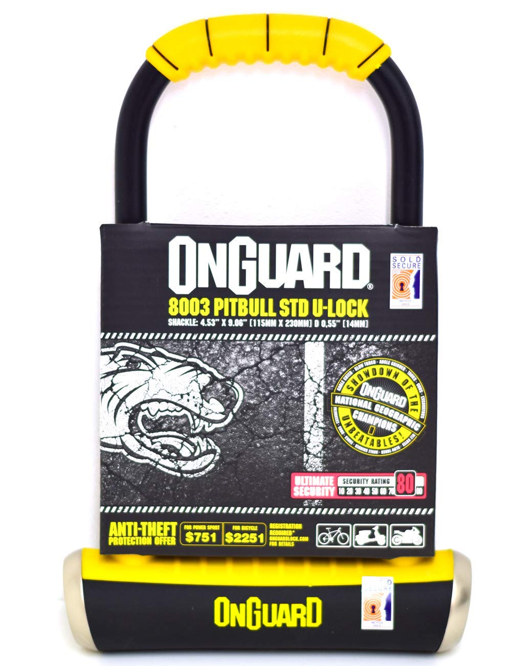 OnGuard Pitbull STD 8003 Bike U Lock - Sold Secure Gold