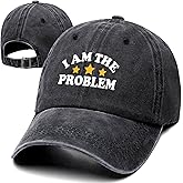 I Am The Problem Funny Retro Washed Cotton Baseball Cap, Adjustable Lightweight and Breathable Unisex Outdoor Country Music Hat, Gifts for Dad Mom Friend Bestie Coworker Manager Boss Teenager Black
