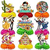 Konsait 9PCS Day of the Dead Centerpieces, Dia De Los Muertos Table Decorations, Classic Sugar Skull Table Oranaments for Party, Day of the Dead Party Supplies Party Favors