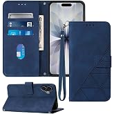 Moment Dextrad PU Leather Flip Wallet Case for iPhone 17 6.3&rdquo; (Blue) | Embossed geometric pattern, 3 card slots + cash pocket, folio, shockproof, TPU, kickstand, detachable wrist strap, protection