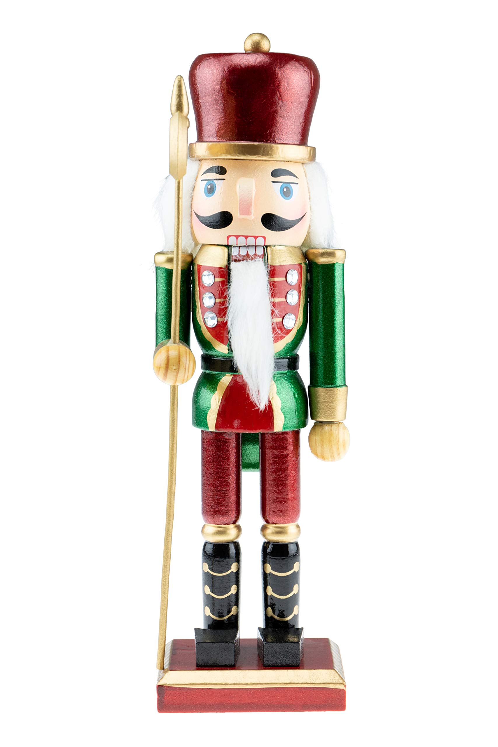 Clever Creations Wooden Solider Traditional Christmas Nutcracker | Red, Green, and White Outfit and Holding Axe | Festive Christmas Decor | 10" Tall Great for Any Holiday Collection