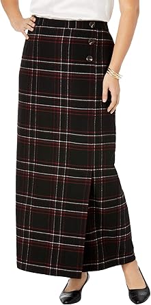 plus size plaid maxi skirt