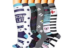 SOOVERKI Compression Socks for Women & Men 6 Pairs is Best Supportive Knee High Stockings for Circulation, Travel, Nurses