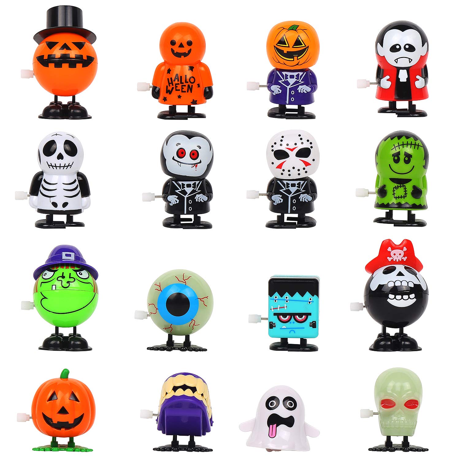 LOKIPA 16 Pcs Halloween Wind Up Toys for Kids,Halloween Clockwork Wind Up Toy for Trick and Treat Goody Bag Filler
