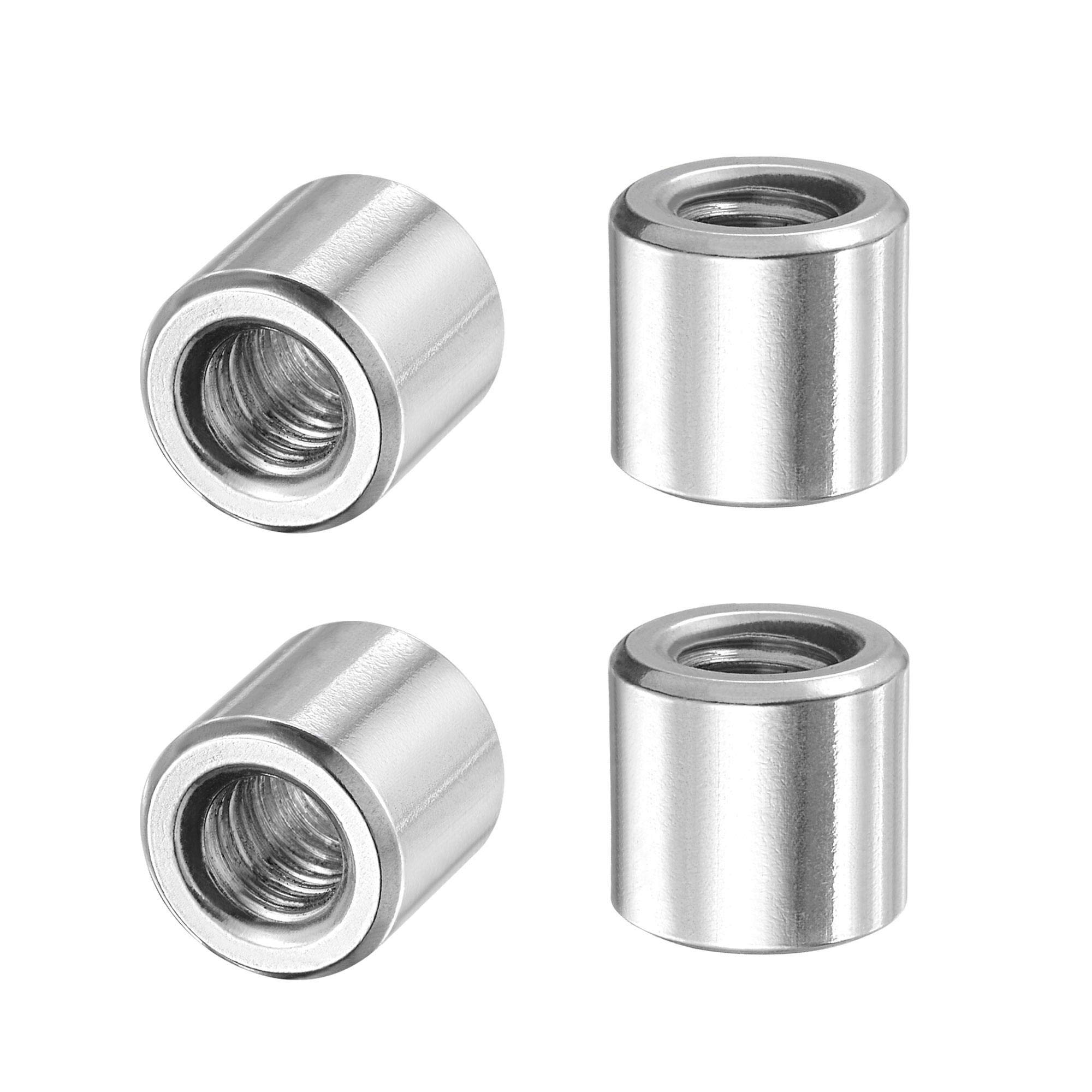 sourcing map Round Weld Nuts, M8 x 14mm x 13mm Weld On Bung Female Nut Threaded - 201 Stainless Steel Insert Weldable 4pcs