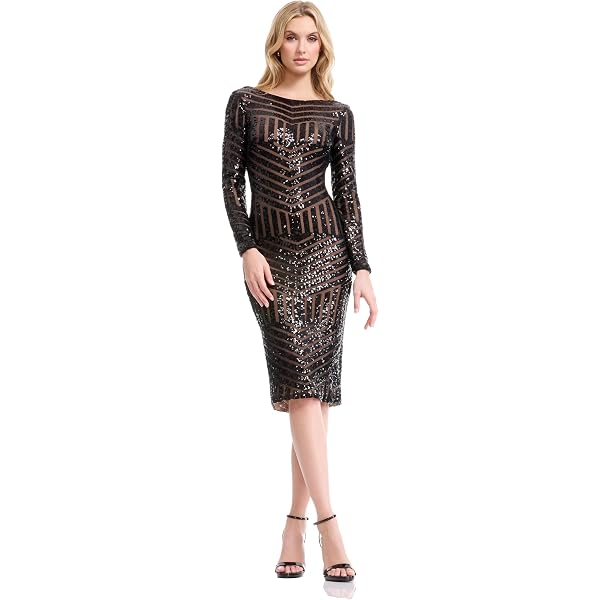 Amazon.com: Dress the Population Women's Natalie Sequin, Midi, Bodycon,  Boat Neck Dress, Black-Silver, XX-Small : Clothing, Shoes & Jewelry