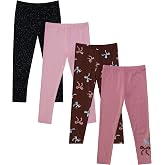 Girls 4 Pack Fleece Lined Leggings Whimsical Wonderland of Styles in Sizes 4-16! Unicorns, Flowers Hearts Galore!