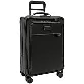 Briggs &amp; Riley Baseline Essential Softside Carry-On Spinner Luggage, Black | Integrated Garment Carrier, Front Opening Pocket, Telescoping Handle, Spinner Wheels, Meets Most Airline Carry-On Requirement