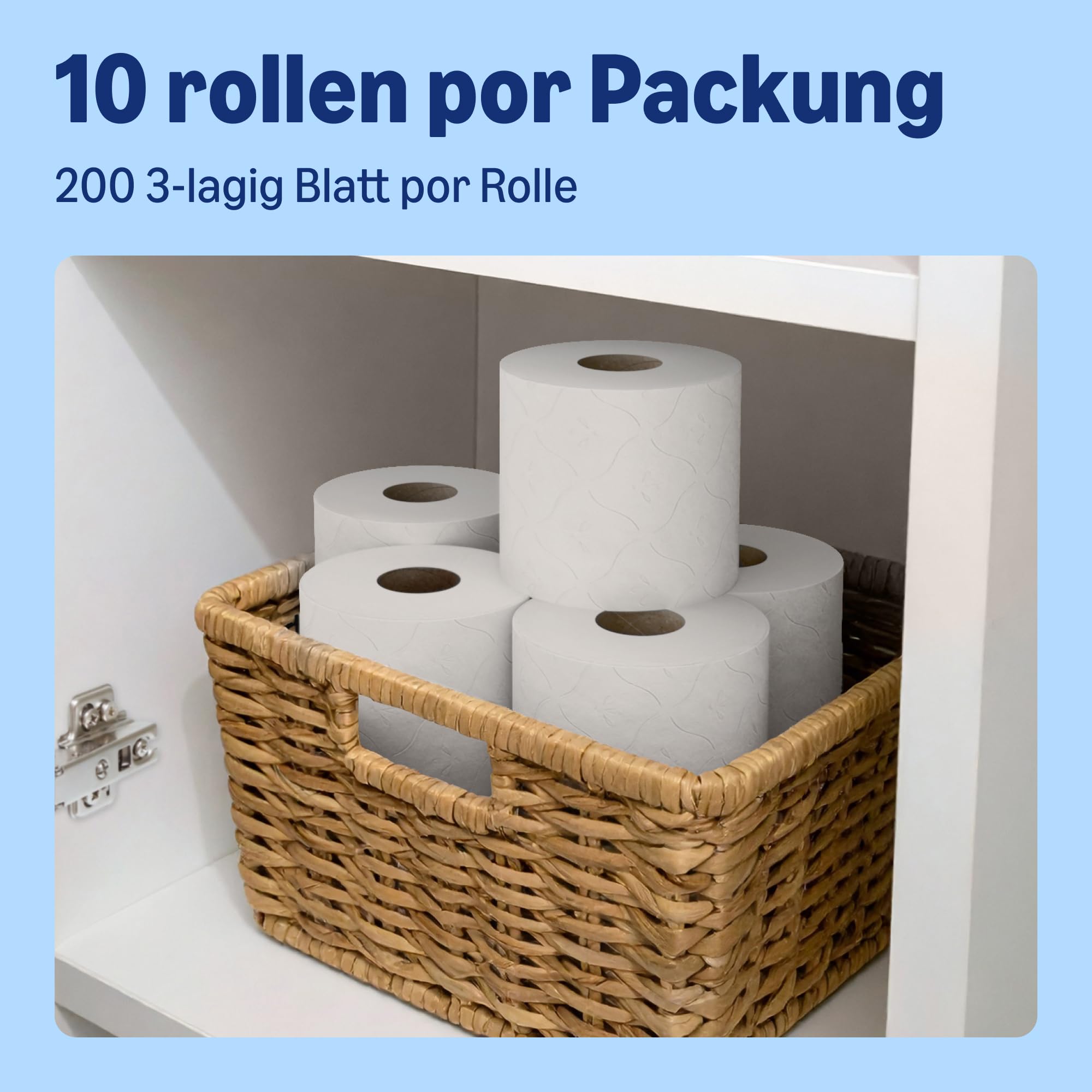 by Amazon Classic Toilettenpapier, 3-lagig, 10 Rollen (10 Rollen, 1er-Pack), 200 Blatt pro Rolle, FSC-zertifiziert 3