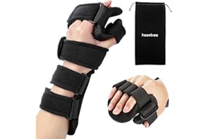 HOOMTREE Stroke Resting Hand Splint Right&Left Resting Hand Splint with Finger Separator Functional Night Immobilizer Wrist Finger Brace for Carpel Tunnel Pain,Sprain Fracture,Tendonitis (Left,Black)