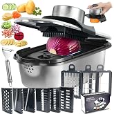 10 in1, 8 Blade Vegetable Chopper Food Grade Stainless Steel, Onion Mincer, Cutter, Dicer, Egg Slicer with Container, French Fry Cutter Potato Slicer, Home Essentials, Salad Chopper (Print Silver)