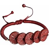 Chiorgone Feng Shui Cinnabar Bracelet with Five Emperor Coins, Adjustable Red String Amulet for Wealth & Good Luck, Jewelry for Men & Women