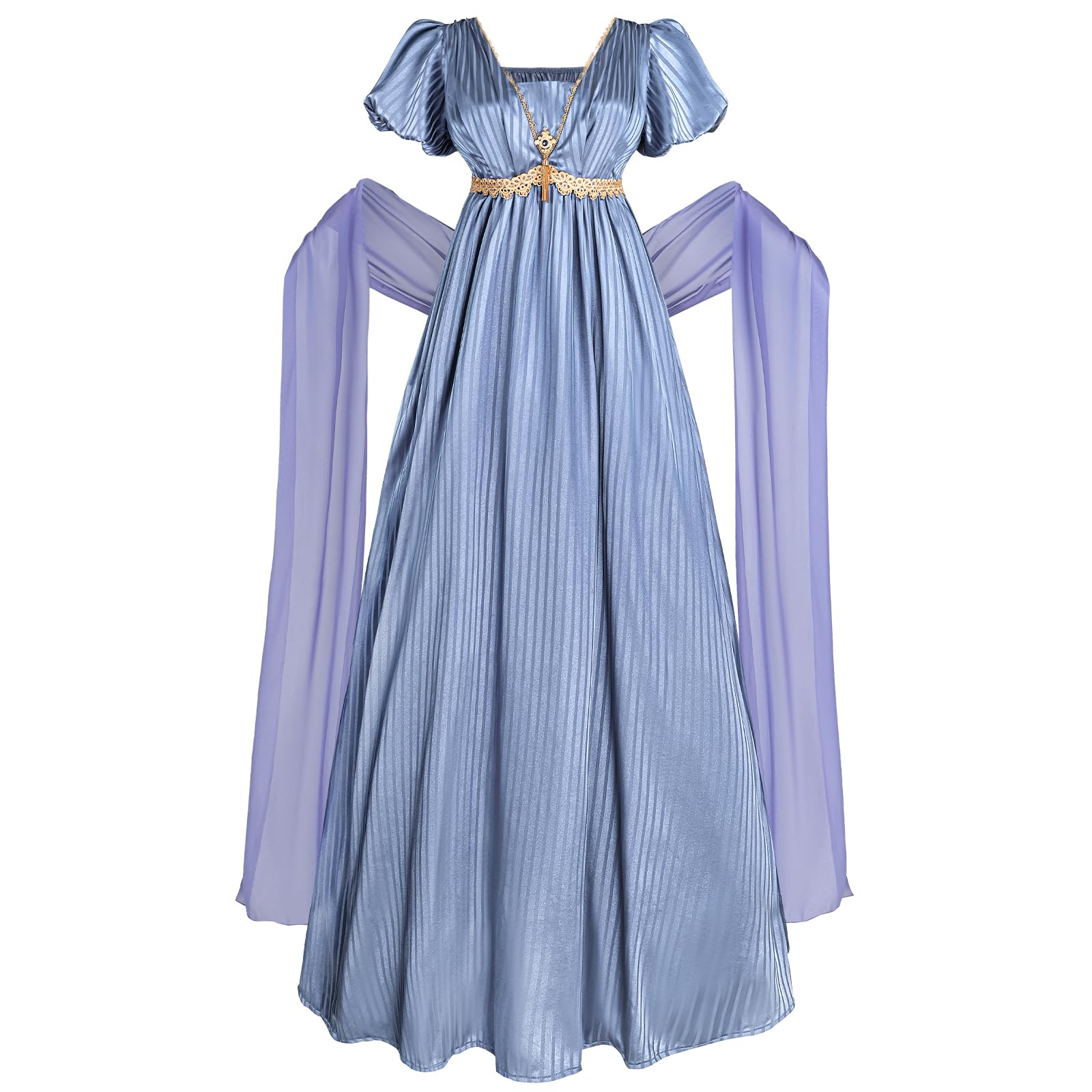 CR ROLECOS Regency Dresses for Women Empire Waist Regency Era Dress Costume Victorian Tea Gown Blue XXL — image 1