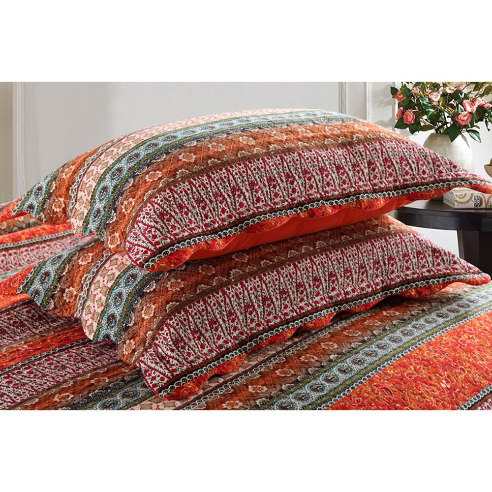 NEWLAKE Striped Classical Cotton 3Piece Patchwork Bedspread Quilt Sets
