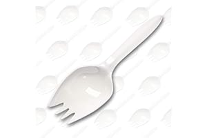 Child Sized, Recyclable Plastic Sporks for Birthday Party and Crafts, 24Pc. White Non-Toxic 2-in-1 Utensil Set Makes Creative