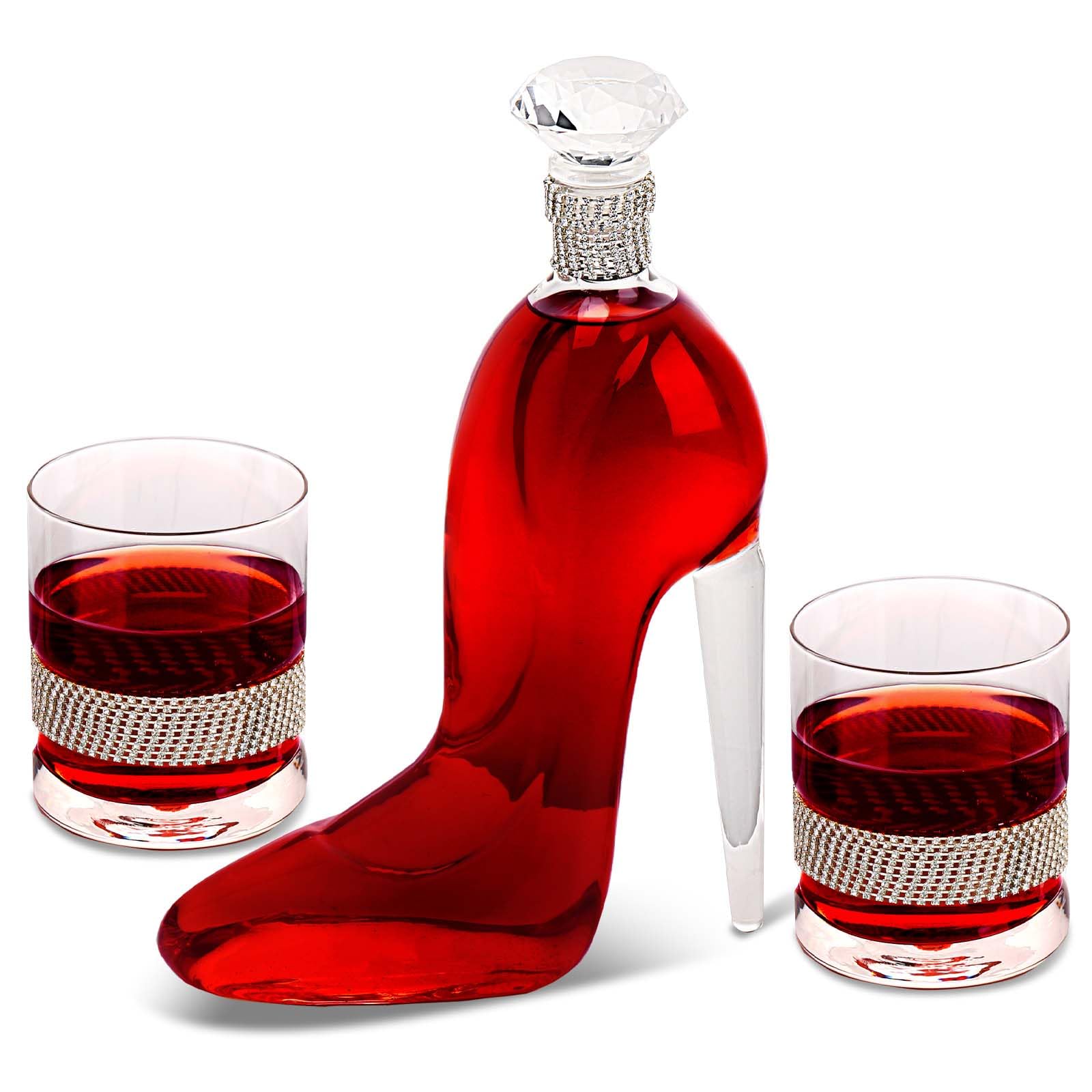 Photo 1 of ***MISSING ONE GLASS-SELLING AS INCOMPLETE *** High-Heeled Shoes Shape Whiskey Decanter Designed For Women Gift Noble & Elegant Decanters Hold A Variety of Drinks Wine Vodka 750ml Decanter + ONE 350ml Glasses