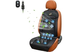 ZENRUI Cooling Car Seat Cover with Massage,12v-24v Cooling Car Seat Cushion for Summer Driving,Ventilated Car Seat Cover with Air Conditioning System for Car Suv Truck Universal Fit,Upgrade Luxury Black