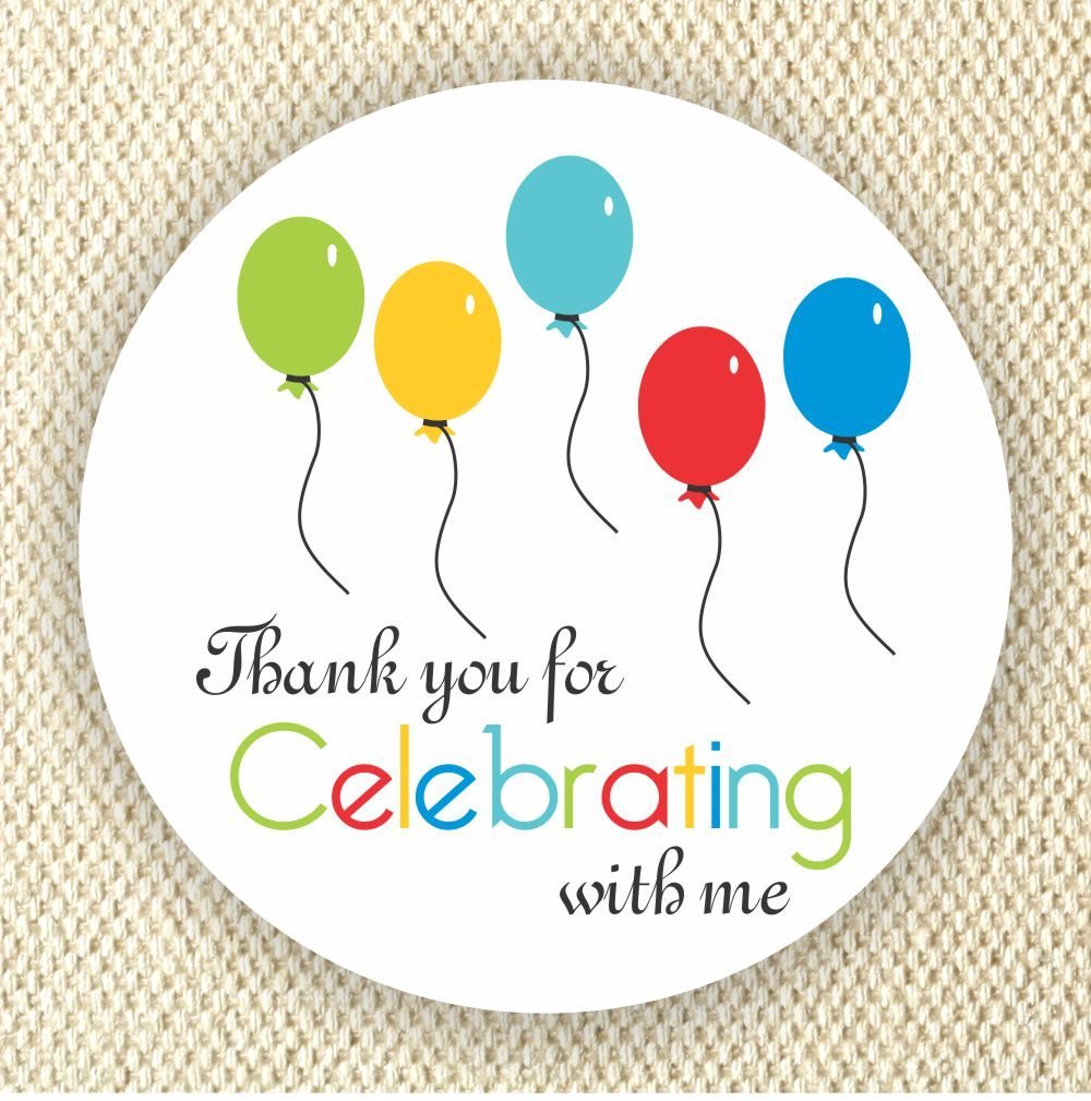 Thank You For Celebrating With Me Balloons Favor Tags Rainbow Colors