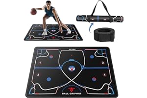 2F22E Portable Basketball Footwork Training Mat, Agility Footstep Training Mat, Basketball Pads for Training All Levels, Non-Slip Silent Equipment for All Ages to Improve Speed, Strength and Coordination