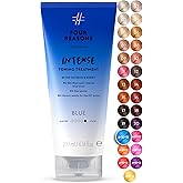 Four Reasons Color Mask INTENSE- Blue – (27 Colors) Intensive Toning Treatment - Color Depositing Conditioner – Semi Permanent Hair Dye for Lightened and Colored Hair– 100% Vegan, 6.76 fl oz